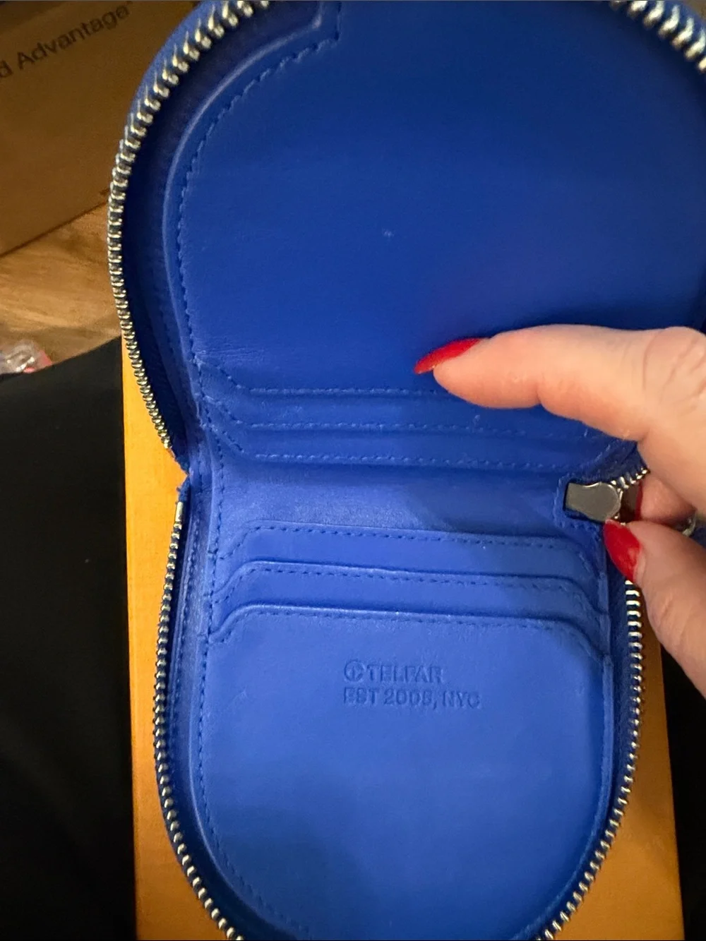 Telfar Zip Wallet with Embossed Logo in Blue